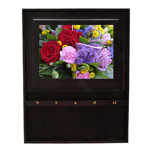 Ключница Открытая 5 крючков 25х31 см Яркий букет венге