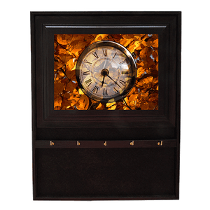 Ключница Открытая 5 крючков 25х31 см Часы венге