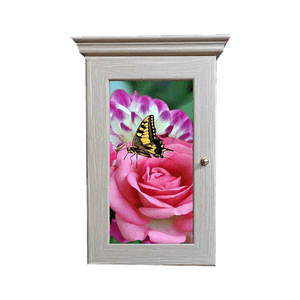 Ключница Классика на 5 крючков 20х28 см Роза Пион и бабочка выбеленый дуб