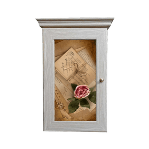 Ключница Классика на 5 крючков 20х28 см Письма и роза выбеленый дуб