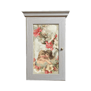 Ключница Классика на 5 крючков 20х28 см Два ангелочка выбеленый дуб