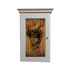 Ключница Классика на 5 крючков 20х28 см Ретро Розы в вазе выбеленный дуб