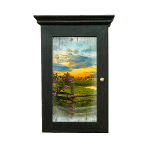 Ключница Классика на 5 крючков 20х28 см Деревенский пейзаж венге