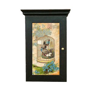 Ключница Классика на 5 крючков 20х28 см Винтаж Птицы в клетке венге