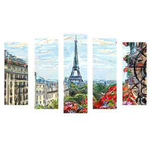 Пятимодуль 123х74 см Эйфелева башня вид из окна