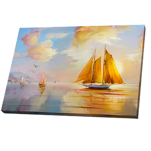 Постер 34х24 см Рассвет Парусник