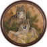 Картина в круглой раме 49х49 см Два волка на скалах темная рама