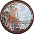 Картина в круглой раме 49х49 см Париж Осень темная рама