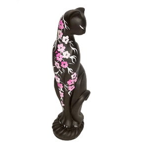 Кошка Грация 42 см роспись Розовая сакура черная