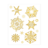 Наклейки новогодние Снежинки 17 элементов золотые