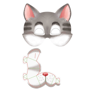 Маска маскарадная Котик 21х18 см серая
