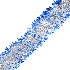 Новогоднее украшение Мишура 200 см серебро с синим