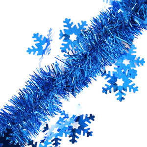 Новогоднее украшение Мишура со снежинками 200 см синяя