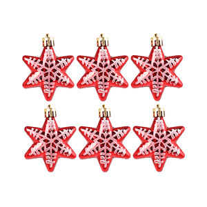 Елочные игрушки Снежинки Набор 6 шт 7 см красно-золотые с золотом