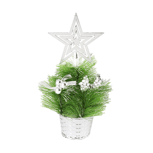 Елка декоративная со звездой 23 см зеленая с серебром