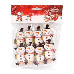 Новогоднее декоративное украшение Прищепка Снеговик Набор 8 шт 6 см