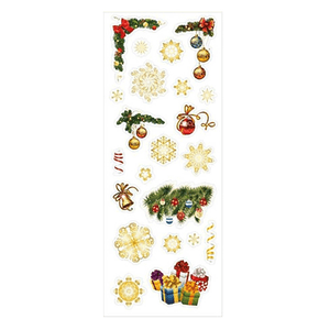 Наклейки новогодние Елочные игрушки Снежинки 22 элемента