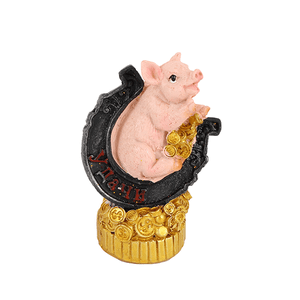 Свинка на подкове и монетах 8 см Удачи цветная в ассортименте