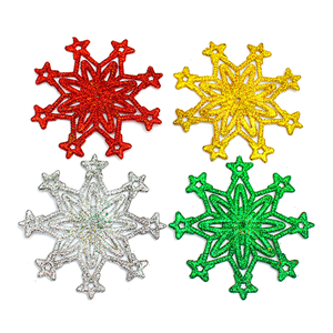 Новогоднее декоративное украшение Снежинки Набор 3 шт 9,5 см разноцветные