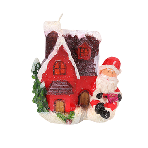 Свеча новогодняя Дед Мороз и домик 10 см цветная
