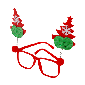 Очки карнавальные Елочки 18 см красные