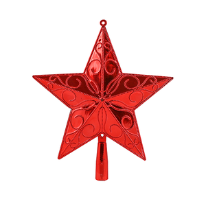 Звезда на елку 23 см узоры красная