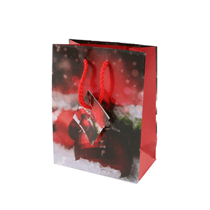 Пакет подарочный новогодний шар 12х15 см красный