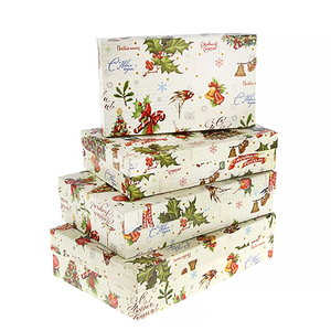 Подарочные новогодние коробки Набор 4 шт 15х11х7-9х5х4 см елка