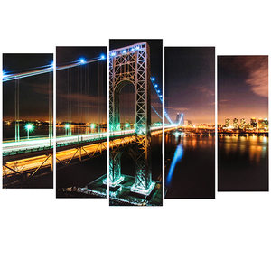 Пятимодуль 123х74 см Мост Джорджа Вашингтона в ночи Нью-Йорк