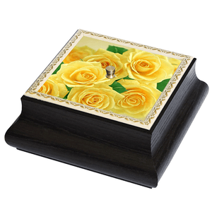 Шкатулка Ярославна 18х7 см желтые розы черная
