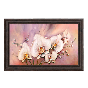 Картина Белые орхидеи 113х73 см темная рама