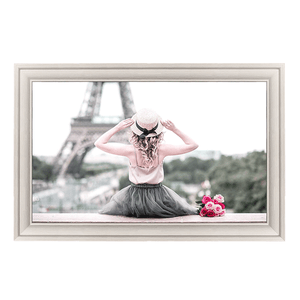 Картина Парижанка 113х73 см светлая рама