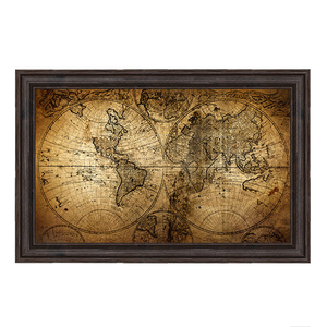 Картина Карта мира 113х73 см темная рама