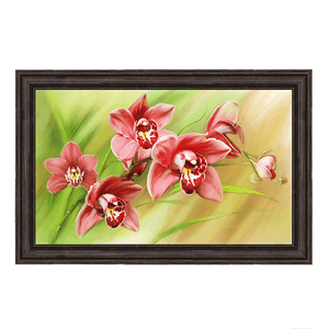 Картина Лиловые орхидеи 113х73 см темная рама