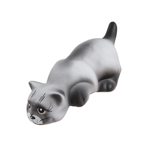 Кот Хулиган 24 см жемчужно-серый матовый