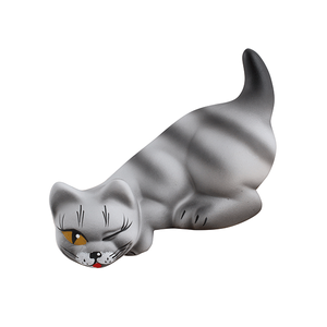 Кот на полку Шалун 20 см жемчужно-серый матовый