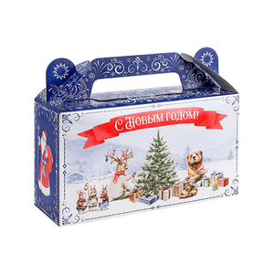Коробка для сладостей Сундучок на 500 гр Зверята отмечают Новый год