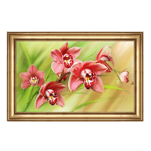 Картина Лиловые орхидеи 113х73 см золотая рама