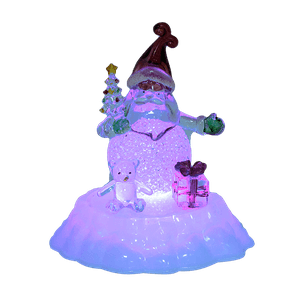 Дед Мороз с мишкой и подарком 14х15 см подсветка