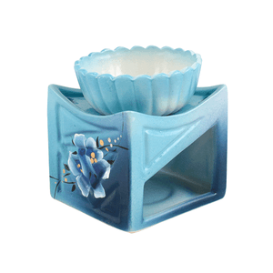 Аромалампа Кубик Цветы 8 см голубая в ассортименте