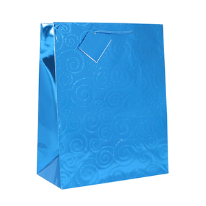 Пакет подарочный Морозные узоры 26х32 см синий металлик