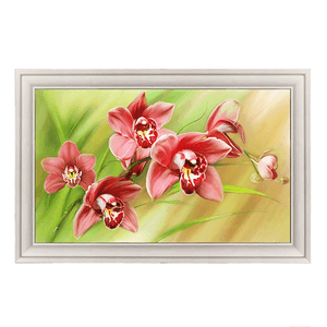 Картина Лиловые орхидеи 113х73 см светлая рама