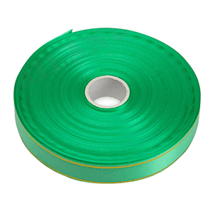 Лента упаковочная зеленая 2 см х 91 м золотые полоски