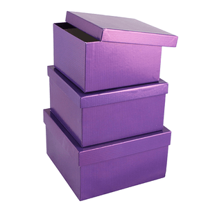Подарочные коробки Пурпур Набор 3 шт 19,5х19,5х11-15,5х15,5х9 см