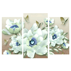 Модульная картина Белые цветы Бабочки 84х60 см