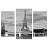 Модульная картина Триптих Эйфелева башня в черно-белых тонах 84х60 см