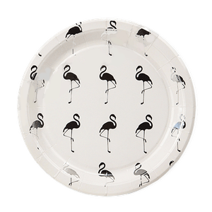 Тарелки одноразовые Набор 6 шт 18 см Фламинго серебряное тиснение