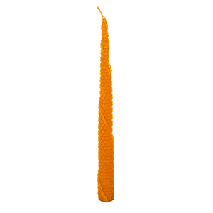Свеча конусная восковая медовая 26 см оранжевая вощина