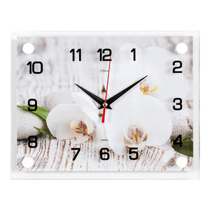 Часы картина 25х20 см Белые орхидеи