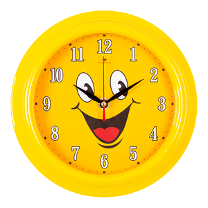 Часы настенные Смайлик 21 см желтые
